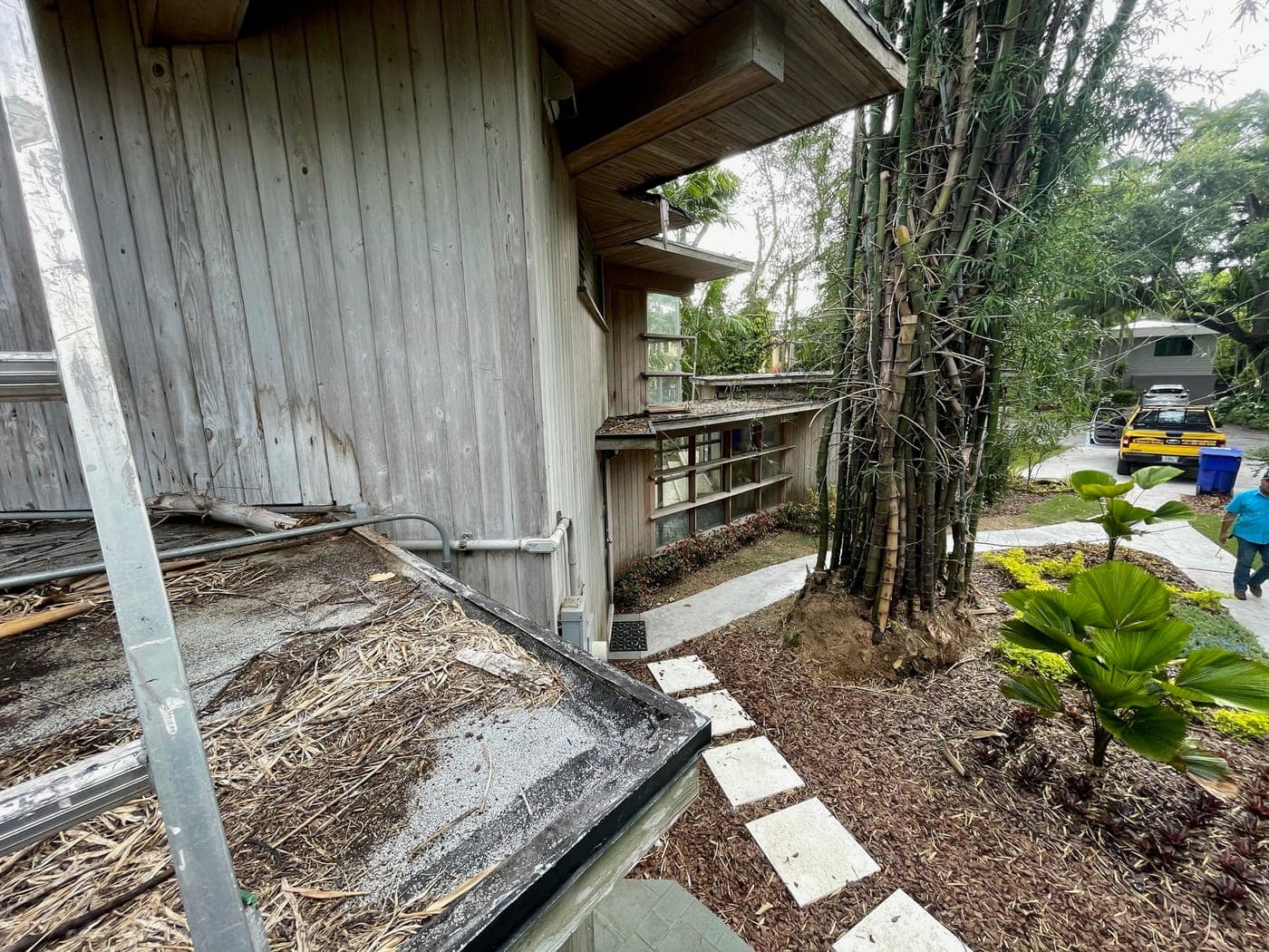 Alfred Browning Parker tropical modernist home. Membrane and flashing detail during the restoration.