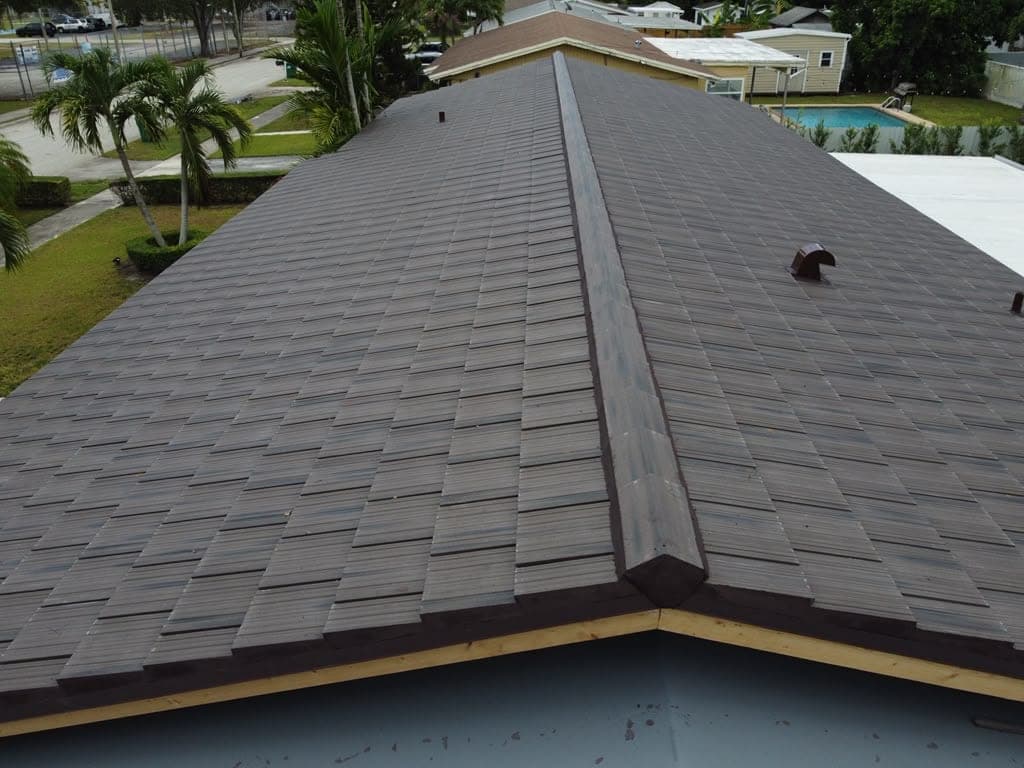 Completed flat tile roof